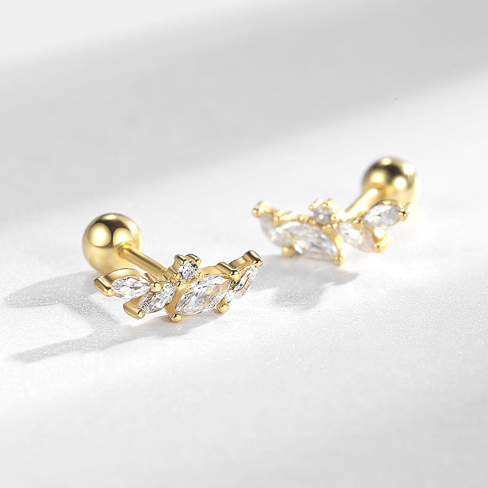 Gold Vermeil Crystal Barbell Earrings