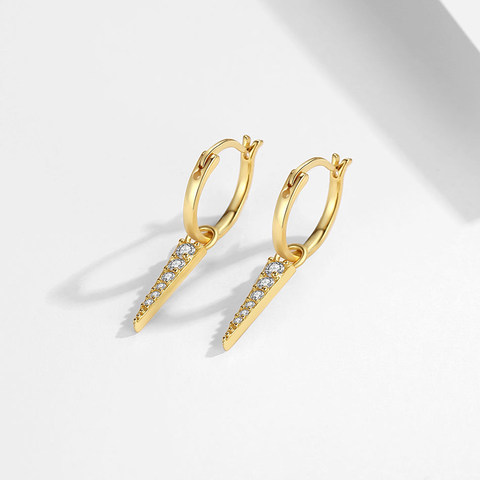 Gold Vermeil MINI Pave Spike Charm Hoops