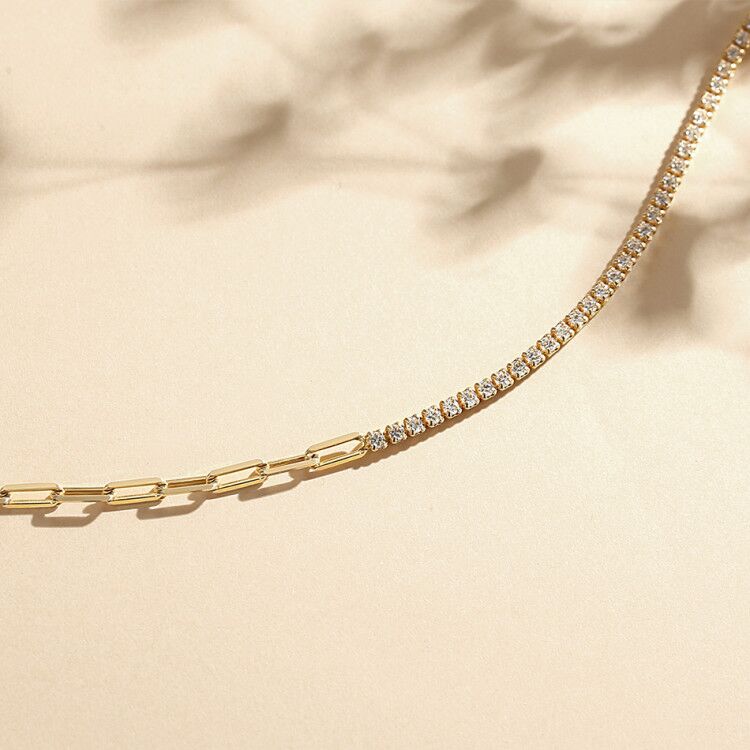 Link Chain Tennis Gold Necklace