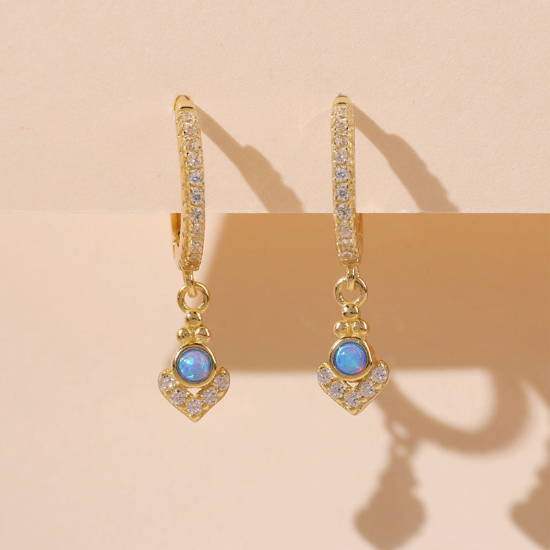 Opal Dangle Hoop Earring