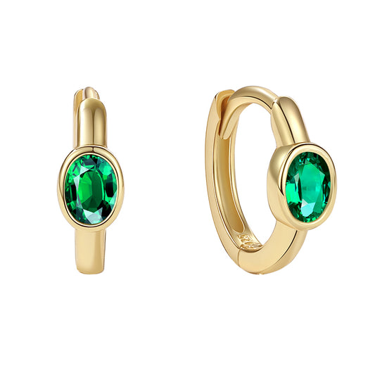 Emerald Gemstone Hoop Earring