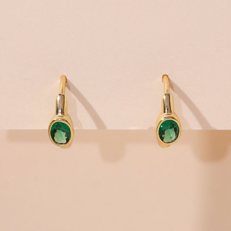 Emerald Gemstone Hoop Earring