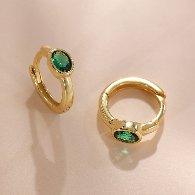 Emerald Gemstone Hoop Earring