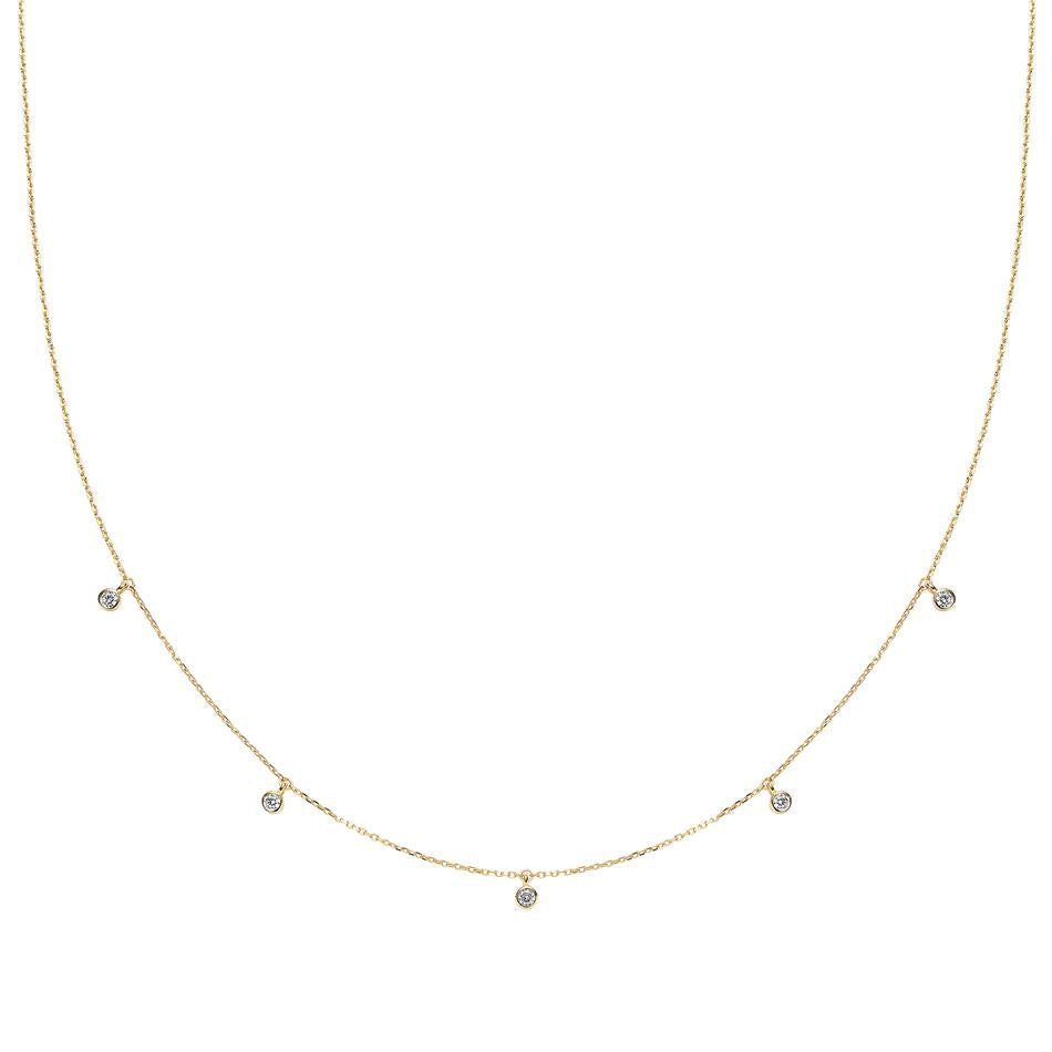 Gold Vermeil Diamond Beaded Choker Necklace