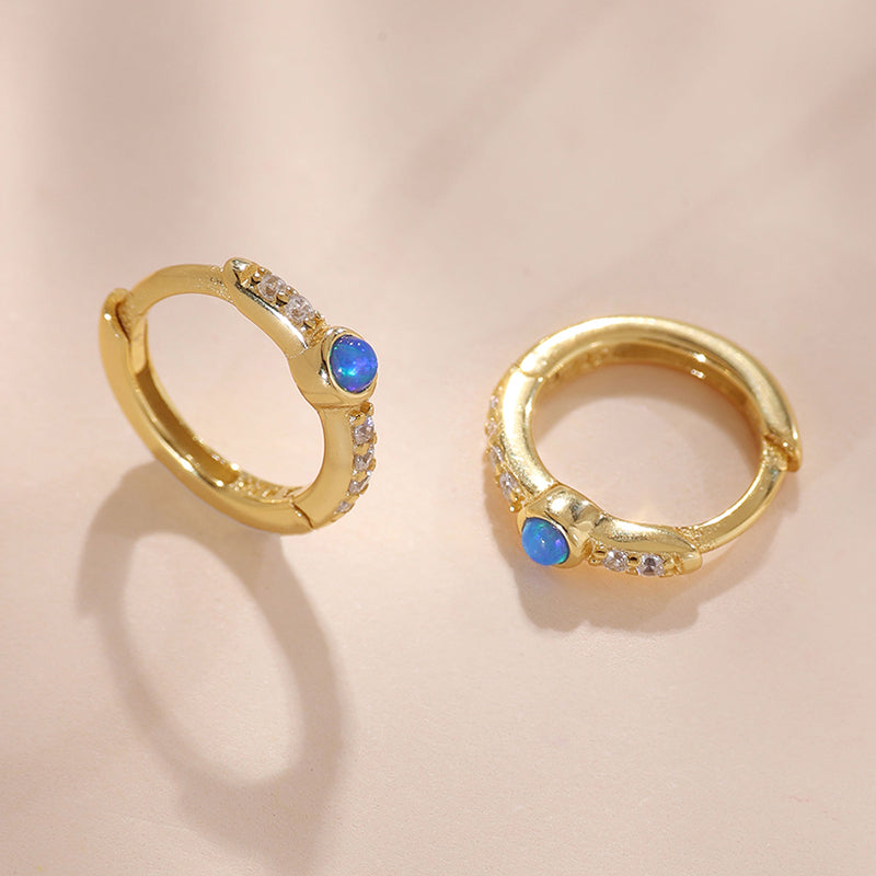 Opal Diamond Hoop Earring