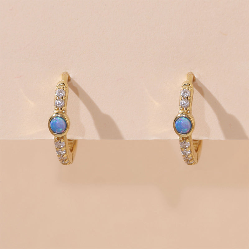 Opal Diamond Hoop Earring