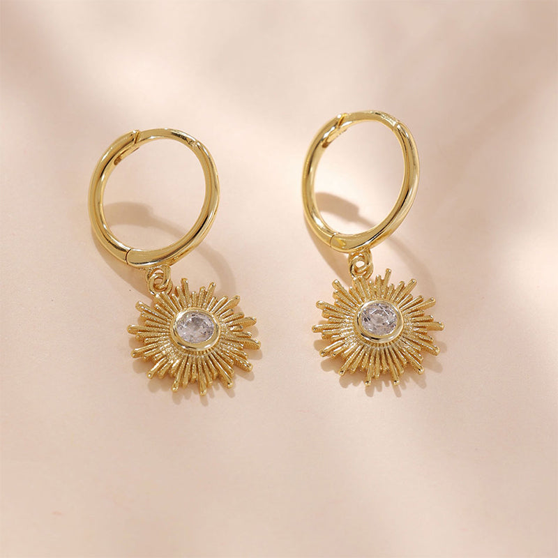 Sunburst Huggies Hoop Earring