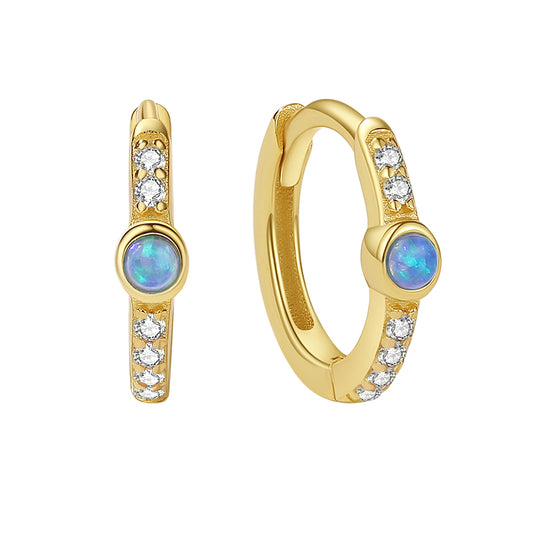 Opal Diamond Hoop Earring