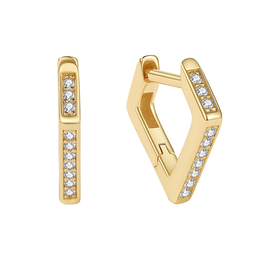 Pentagon CZ Hoop Earrings