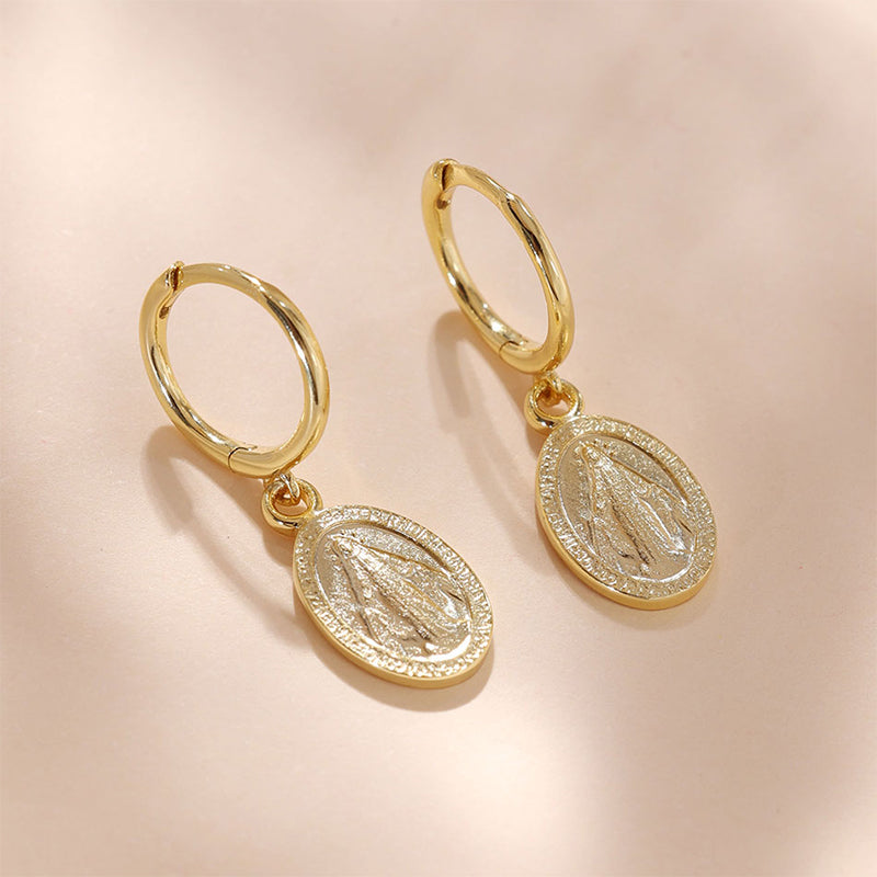 Virgin Mary Coin Earrings