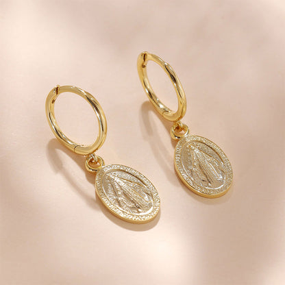 Virgin Mary Coin Earrings