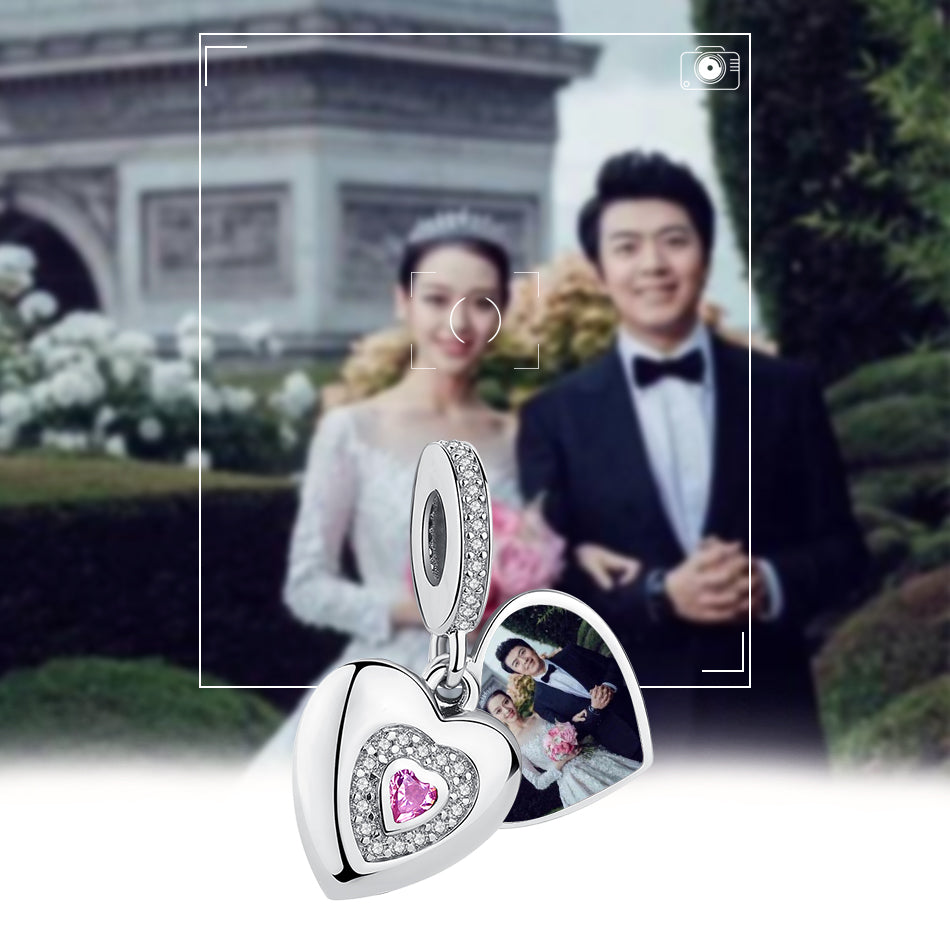 Romantic Opening Heart Custom Photo Charm