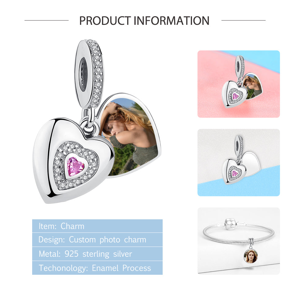 Romantic Opening Heart Custom Photo Charm