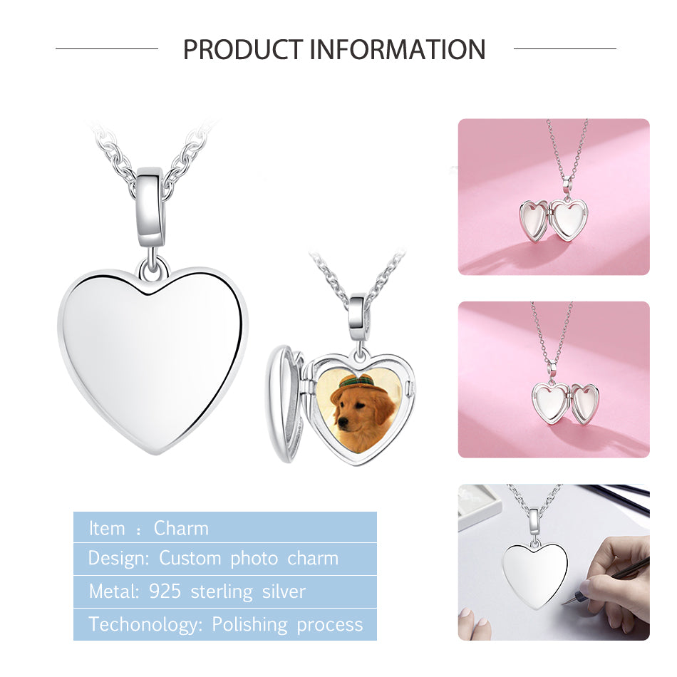 Chic Opening Heart Custom Photo Necklace