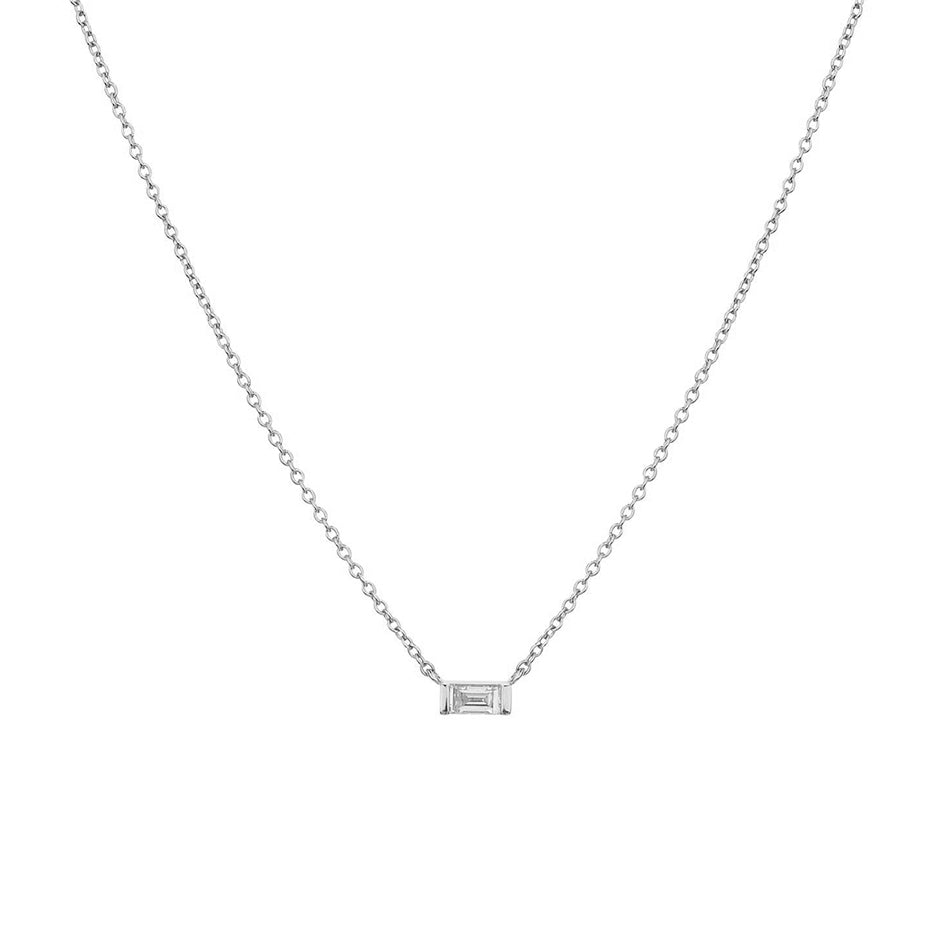 Gold Vermeil Rectangular Diamond Neckalce